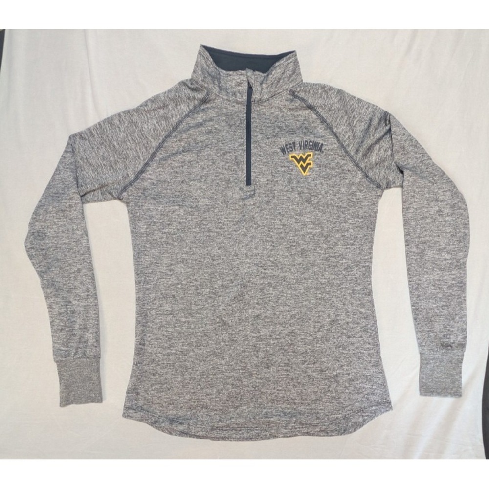Colosseum Womens West Virginia Mountaineers 1/4 Zip Pullover Size M Gray Heather